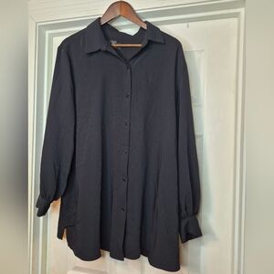 Investments Black Quarter Sleeve Button-Up Shirt 2x